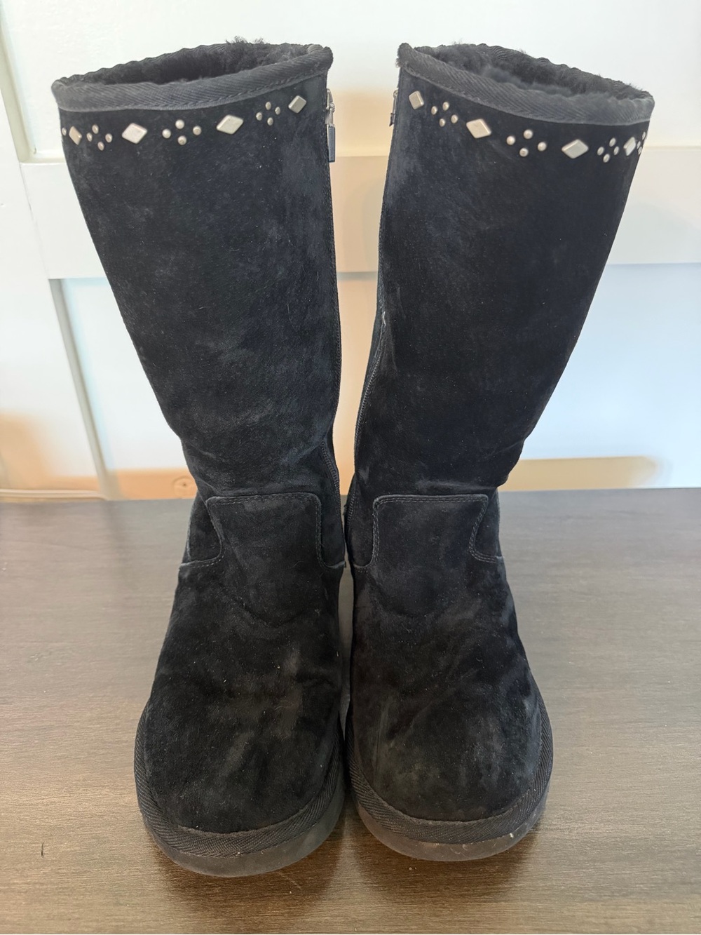 UGG Black Suede Studded Mid-Calf Boots - Picture 5 of 14